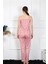 Moda Kadın Ip Askılı Somon Pijama Takım 4