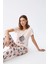 Moda Kadın Kısa Kol Pijama Takım Pudra 6
