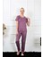 Moda Kadın Mürdüm Kısa Kol Pijama Takım 1