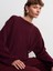 10812 Bisiklet Yaka Büzgü Düğme Detaylı Yünlü Triko Kazak-Bordo M. 3