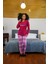 Moda Kadın Penye Uzun Kol Pijama Takım Bordo 2