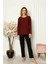 Moda Kadın Penye Uzun Kol Pijama Takım Bordo 1