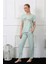 Moda Kadın Kısa Kol Pijama Takım Su Yeşili 2