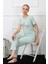 Moda Kadın Kısa Kol Pijama Takım Su Yeşili 3