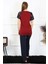 Moda Kadın Kolu Dantelli Penye Pijama Takım Bordo 8