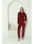 Moda Kadın Kadife Bordo Pijama Takım 1