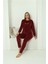 Moda Kadın Kadife Bordo Pijama Takım 2