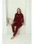 Moda Kadın Kadife Bordo Pijama Takım 6