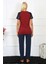 Moda Kadın Kolu Dantelli Penye Pijama Takım Bordo 7