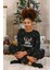 Moda Merry Christmas Polar Kadın Pijama Takımı Siyah 7