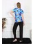 Moda Kadın Penye Kısa Kol Pijama Takım Saks 5