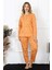 Moda Kadın 4xl-5xl-6xl-7xl-8xl Büyük Beden Uzun Kol Pijama Takım Turuncu 1