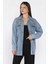 Kadın Omuz Taş Işlemeli Çift Cepli Jean Kot Ceket P-00018100 1