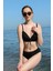 Moda Kadın Içi Boş Fiyonklu Kaplı Siyah Alt Üst Bikini Takım 2