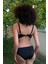Moda Kadın Içi Boş Fiyonklu Kaplı Siyah Alt Üst Bikini Takım 7