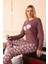 Moda Kadın Penye Uzun Kol Pijama Takım Mürdüm 5