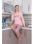 Moda Kadın Penye Uzun Kol Pijama Takım Pembe 3