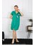 Moda Kadın Pamuklu Penye Kısa Kol Düğmeli Yeşil Tunik Gecelik 4