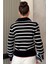 Kadın Polo Yaka Çizgi Desenli Sakallı Triko Kazak (S-M-L-Xl Beden Uyumludur.) P-00018051 4