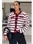 Kadın Çizgi Desenli Gold Düğmeli Yumoş Triko Ceket (S-M-L-Xl Beden Uyumludur.) P-00018070 1