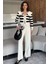 Kadın Şerit Desenli Triko Hırka Pantolon Ikili Takım (S-M-L Beden Uyumludur.) P-00018048 1