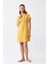 Moda Kadın Pamuk Penye Kısa Kol Düğmeli Sarı Tunik Gecelik 1