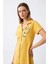 Moda Kadın Pamuk Penye Kısa Kol Düğmeli Sarı Tunik Gecelik 5