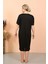 Moda Kadın Kısa Kol Diz Altı Over Size Siyah Ev Elbisesi - Geceliği 6