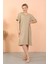 Moda Kadın Kısa Kol Diz Altı Over Size Vizon Ev Elbisesi - Geceliği 1