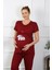 Moda Kadın Kısa Kol Hamile Lohusa Pijama Takımı Bordo 1