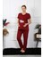Moda Kadın Kısa Kol Hamile Lohusa Pijama Takımı Bordo 3