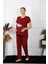 Moda Kadın Kısa Kol Hamile Lohusa Pijama Takımı Bordo 5