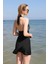 Moda Kadın Likralı Şortlu Fiyonklu Elbise Mayo Siyah 4