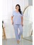Moda Kadın Büyük Beden Kısa Kol Penye Pijama Takımı Lila 5