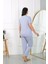 Moda Kadın Büyük Beden Kısa Kol Penye Pijama Takımı Lila 6