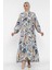 Desenli Ön Düğmeli Mevsimlik Tesettür Elbise P-00018177 1
