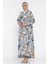 Desenli Ön Düğmeli Mevsimlik Tesettür Elbise P-00018177 2