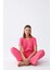 Moda Kadın Kısa Kol Pamuk Penye Pijama Takım Fuşya 2