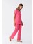 Moda Kadın Kısa Kol Pamuk Penye Pijama Takım Fuşya 3