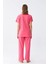 Moda Kadın Kısa Kol Pamuk Penye Pijama Takım Fuşya 7