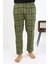 Moda Erkek Ekoseli Desen Penye Tek Alt Pijama Haki 5