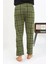 Moda Erkek Ekoseli Desen Penye Tek Alt Pijama Haki 6