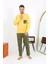 Moda Erkek Uzun Kol Penye Sarı Pijama Takımı 1