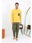 Moda Erkek Uzun Kol Penye Sarı Pijama Takımı 3