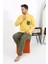 Moda Erkek Uzun Kol Penye Sarı Pijama Takımı 4