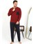 Moda Erkek Uzun Kol Penye Bordo Pijama Takımı 2