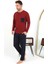 Moda Erkek Uzun Kol Penye Bordo Pijama Takımı 4