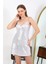 Moda Ip Askılı Micro Kumaş Kısa Parlak Gecelik Ev Giyim Gri 3