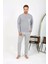 Moda Erkek Uzun Kol Penye Gri Pijama Takımı 1