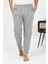 Moda Erkek Ekoseli Desen Penye Tek Alt Pijama Gri 6